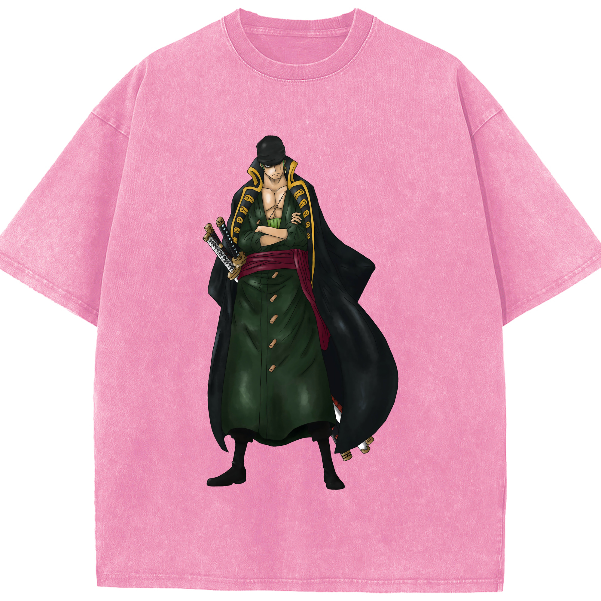 ワンピース ロロノア・ゾロ ONE PIECE Roronoa Zoro 綿100% ヴィンテージ風 半袖Tシャツ（フロントプリント）